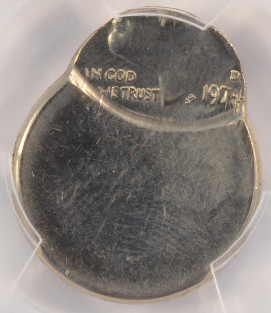 1974-D 10c Roosevelt Dime Struck 75% Off-Center PCGS UNC Details Cleaned