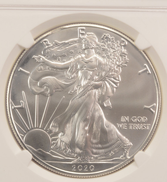 2020-P $1 Silver Eagle Clip at K-11:30 NGC MS-69