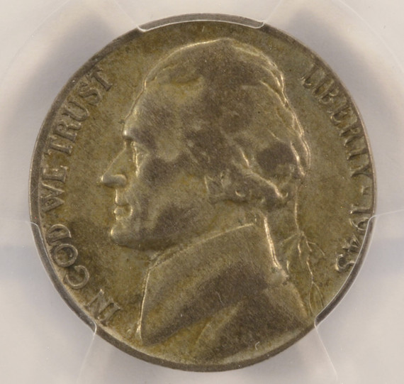 1945-P 5c War Nickel Elliptical Clip PCGS VF20