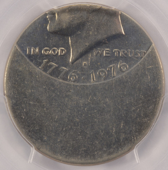1976-D 50c Bicentennial Half Struck 50% Off-Center & Uniface Reverse PCGS AU58
