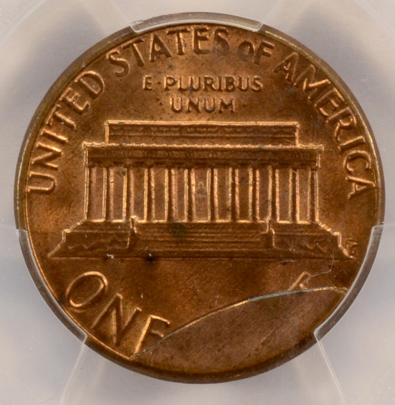 1985 1c Lincoln Cent Cud Major Die Break PCGS MS64 RB