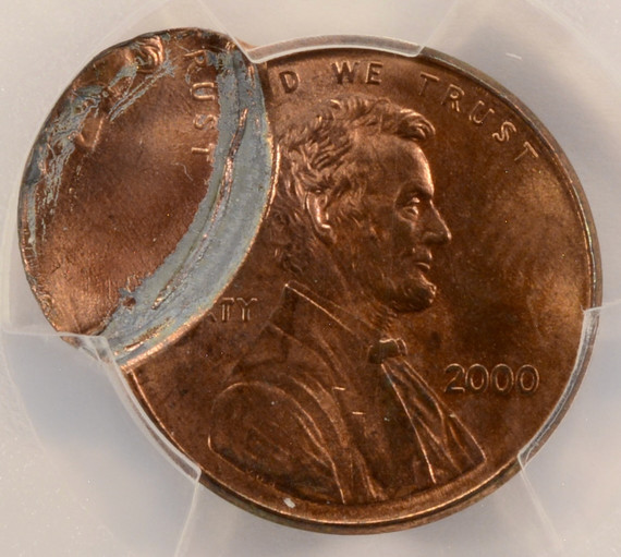 2000 1c Lincoln Cent Double-Struck, 2nd 70% Off-Center PCGS MS64 RB