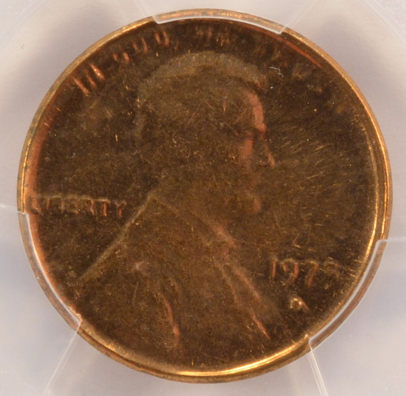 1975-D 1c Lincoln Cent Die Cap Strike PCGS MS63 Red