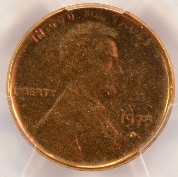 1975-D 1c Lincoln Cent Die Cap Strike PCGS MS63 Rd