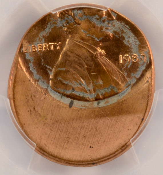1989 1c Lincoln Cent Struck 45% Off-Center PCGS MS62 Red