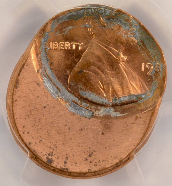 1989 1c Lincoln Cent Struck 40% Off-Center PCGS MS63 Red