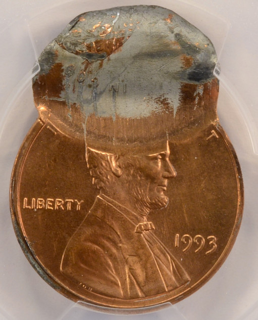 1993 1c Lincoln Cent Double-Struck 2nd 65% Off-Center PCGS MS63 Red