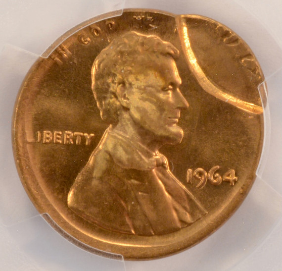 1964 1c Lincoln Cent Broadstruck & 7% Brockage PCGS MS61 Red