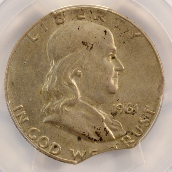 1961-D 50c Franklin Half 4% Double Clipped PCGS MS62