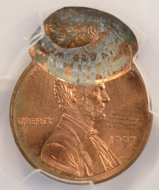 1997 1c Lincoln Cent Double-Struck, 2nd 70% Off-Center PCGS MS62 Red