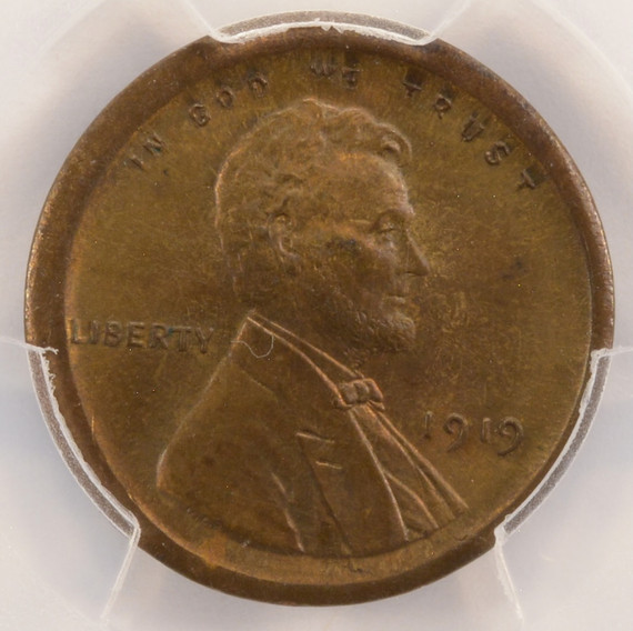 1919 1c Wheat Cent Broadstruck on Blank PCGS MS63 BN