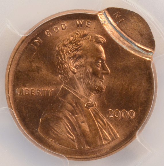 2000 1c Lincoln Cent Double-Struck, 2nd 95% Off-Center & Broadstruck PCGS MS63 Red