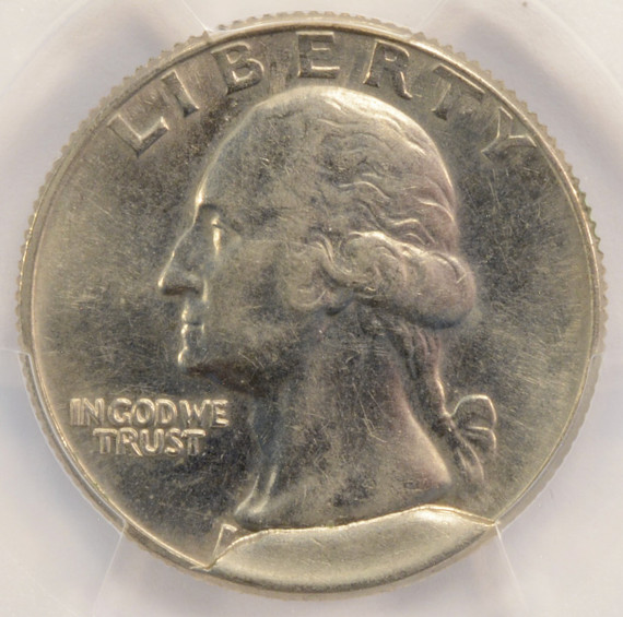 (1965-1998) 25c Washington Quarter Cud Die Break Obverse PCGS AU58