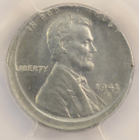 1943-D 1c Steel Cent Struck 5% Off-Center (Broadstruck) PCGS MS63