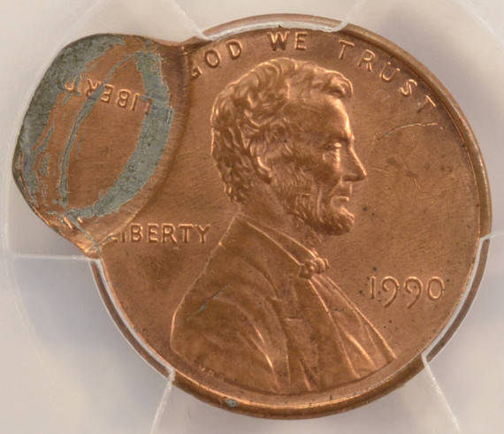 1990 1c Lincoln Cent Double-Struck, 2nd 90% Off-Center PCGS UNC Details