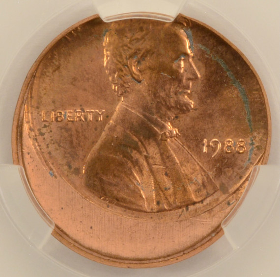 1988 1c Lincoln Cent Struck 15% Off-Center CACG MS63 Red
