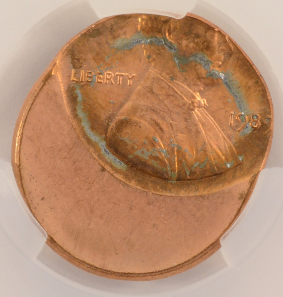 1989 1c Lincoln Cent Struck 40% Off-Center CACG MS62 Red