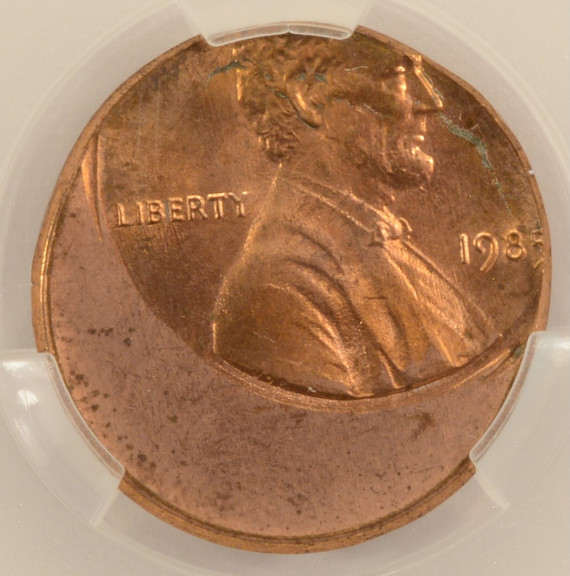 1985 1c Lincoln Cent Struck 30% Off-Center CACG MS64 Red