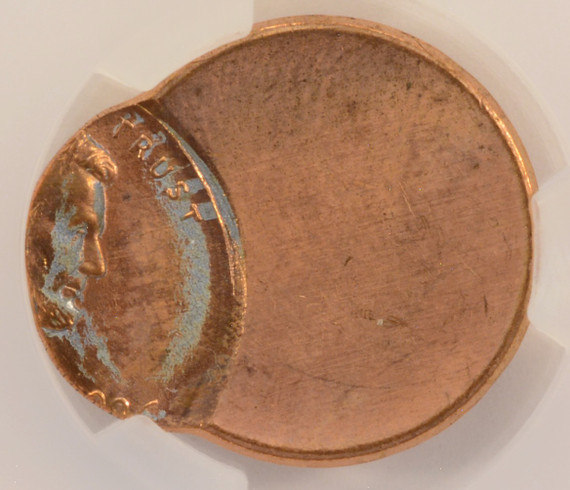 1996 1c Lincoln Cent Struck 65% Off-Center CACG MS62 Red