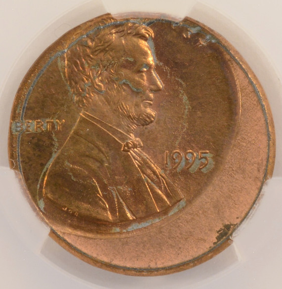 1995 1c Lincoln Cent Struck 20% Off-Center CACG MS63 Red