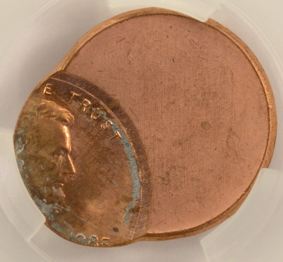 1985 1c Lincoln Cent Struck 55% Off-Center CACG MS62 Red