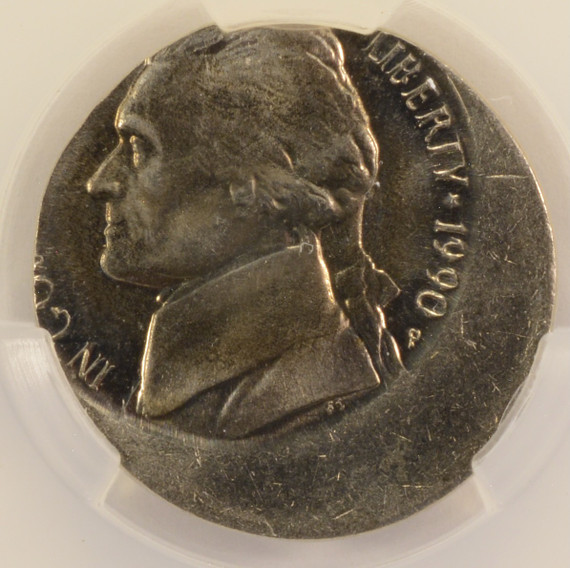 1990-P 5c Jefferson Nickel Struck 20% Off-Center CACG MS64 6FS