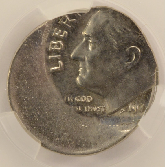 1971 10c Roosevelt Dime Struck 35% Off-Center CACG MS63