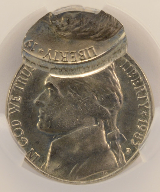 1983-P 5c Jefferson Nickel Double-Struck, 2nd 75% Off-Center CACG MS62