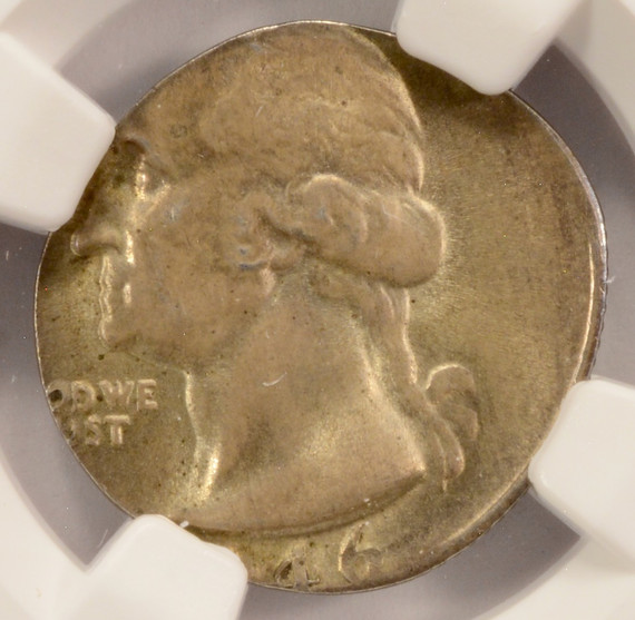 1946-x 25c Washington Quarter Struck on Dime Planchet NGC MS64