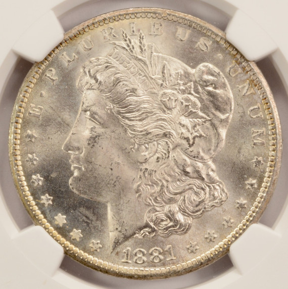 1881-CC $1 Morgan Dollar Partial Collar NGC MS64