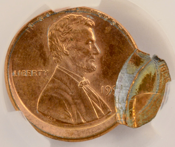 ND 1c Lincoln Cent Double-Struck, 5% & 90% Off-Center CACG MS64 Red