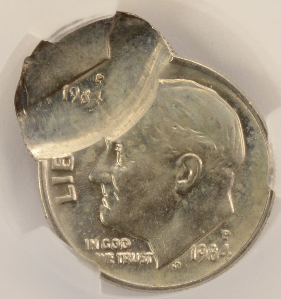 1984-P 10c Roosevelt Dime Double-Struck, 2nd 75% Off-Center 2 Dates CACG MS63