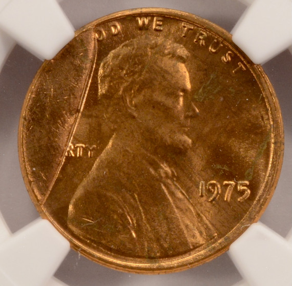 1975 1c Lincoln Cent Cud Major Die Break NGC MS64 Red