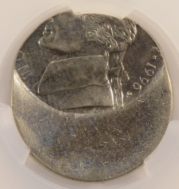 1996-P 5c Jefferson Nickel Struck 45% Off-Center CACG MS62