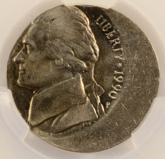 1990-P 5c Jefferson Nickel Struck 20% Off-Center CACG MS64 6FS