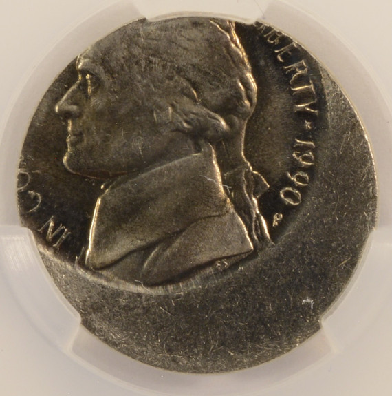 1990-P 5c Jefferson Nickel Struck 25% Off-Center CACG MS64 6FS