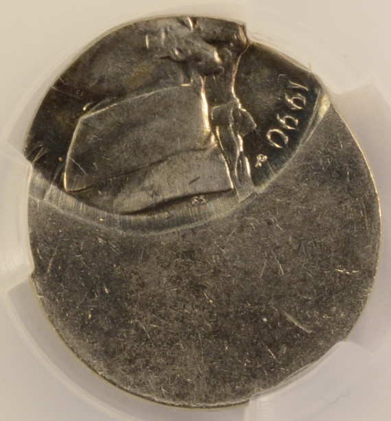 1990-P 5c Jefferson Nickel Struck 55% Off-Center CACG MS64