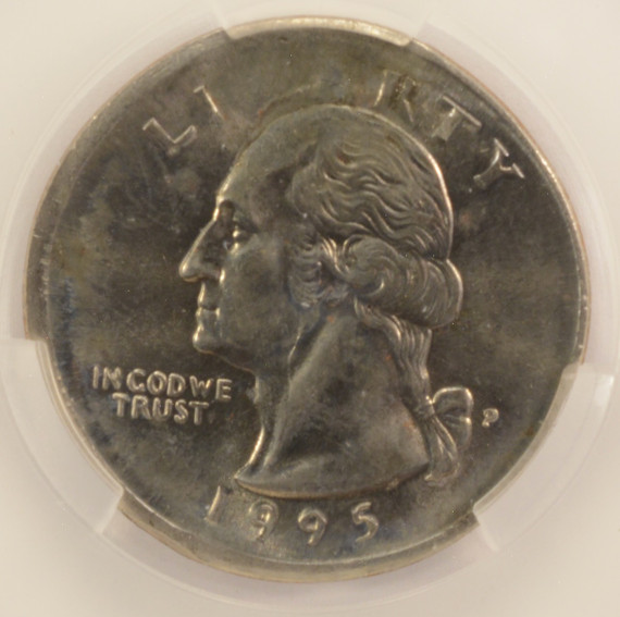 1995-P 25c Washington Quarter Broadstruck & Struck Thru CACG MS64