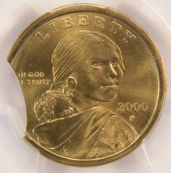 2000-P $1 Sacagawea Dollar 7% Curved Clip PCGS MS65