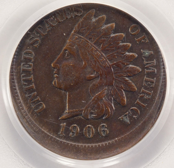 1906 1c Indian Cent Struck 5% Off-Center PCGS XF40 BN