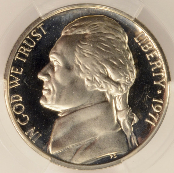 1971-S 5c  Proof Jefferson Nickel No S Mintmark FS-501 CACG PR65
