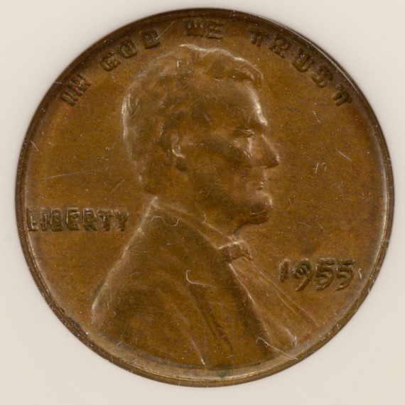 1955 1c Wheat Cent Doubled Die Obverse NGC AU55 BN