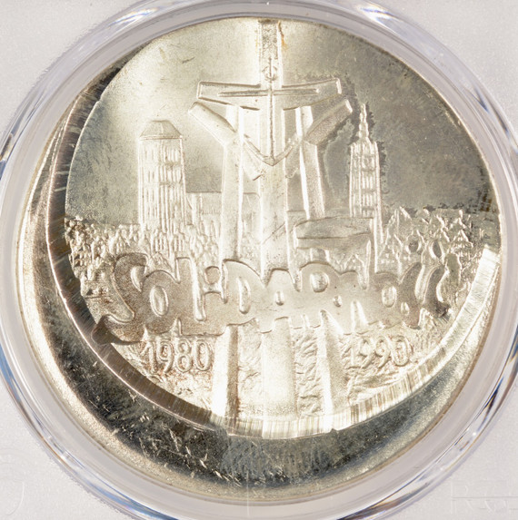 1990 Poland 100K Zl Struck 20% Off-Center PCGS MS66
