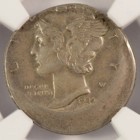 1944 10c Mercury Dime Struck 20% Off-Center NGC MS63