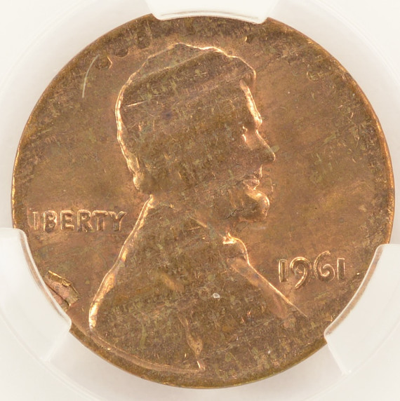 1961 1c Lincoln Cent Split Planchet Before Strike 1.67g CACG MS61 RB