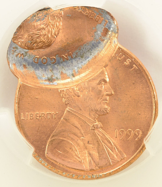 1999 1c Lincoln Cent Double-Struck, 2nd 65% Off-Center CACG MS64 Red