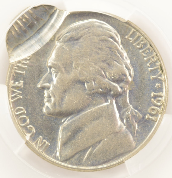 1961-D 5c Jefferson Nickel Double-Struck, 2nd 93% Off-Center CACG AU58