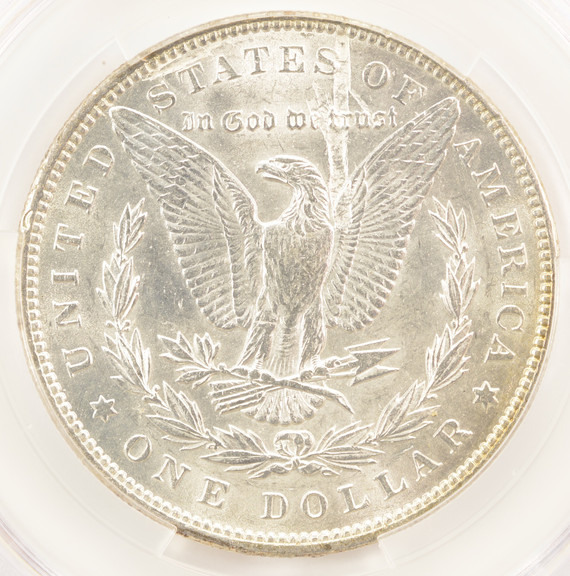 1896 $1 Morgan Dollar Lamination Reverse CACG AU58
