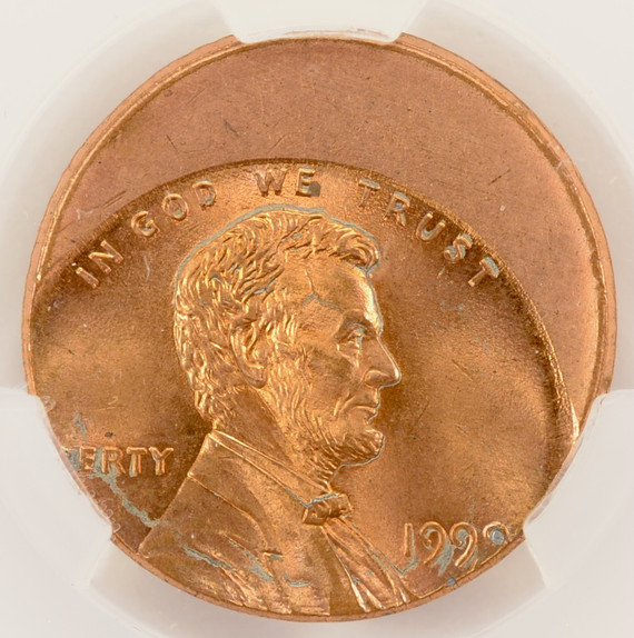 1999 1c Lincoln Cent Struck 20% Off-Center CACG MS64 Red