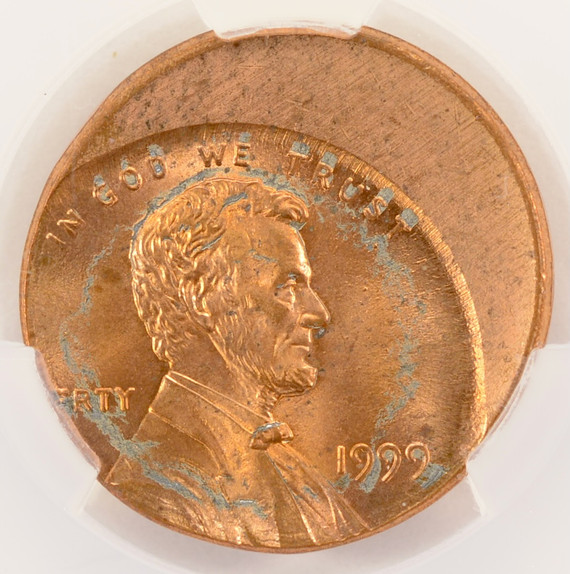1999 1c Lincoln Cent Struck 25% Off-Center CACG MS64 Red